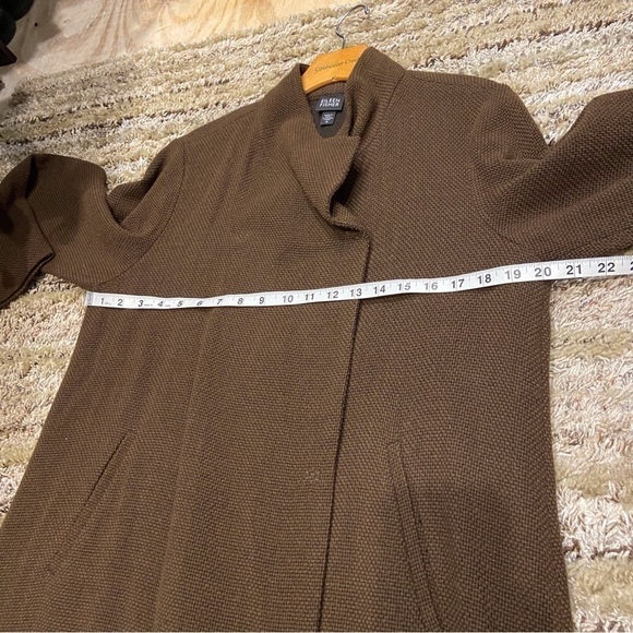 Eileen Fisher Medium Jacket Coat Cowl Neck Wool Blend Mid length Tweed - Picture 12 of 13